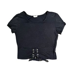 GARAGE Black Tie Cropped T-Shirt